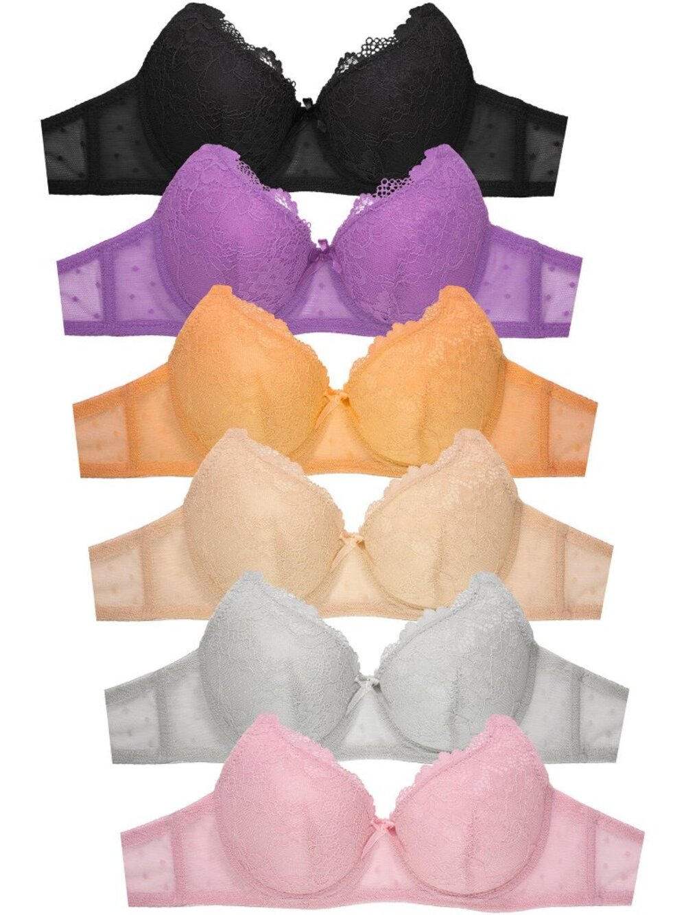 $15 SALE PACK OF 6 Sofra or Mamia Allover Lace Triple Hook Bra (BR4523L)